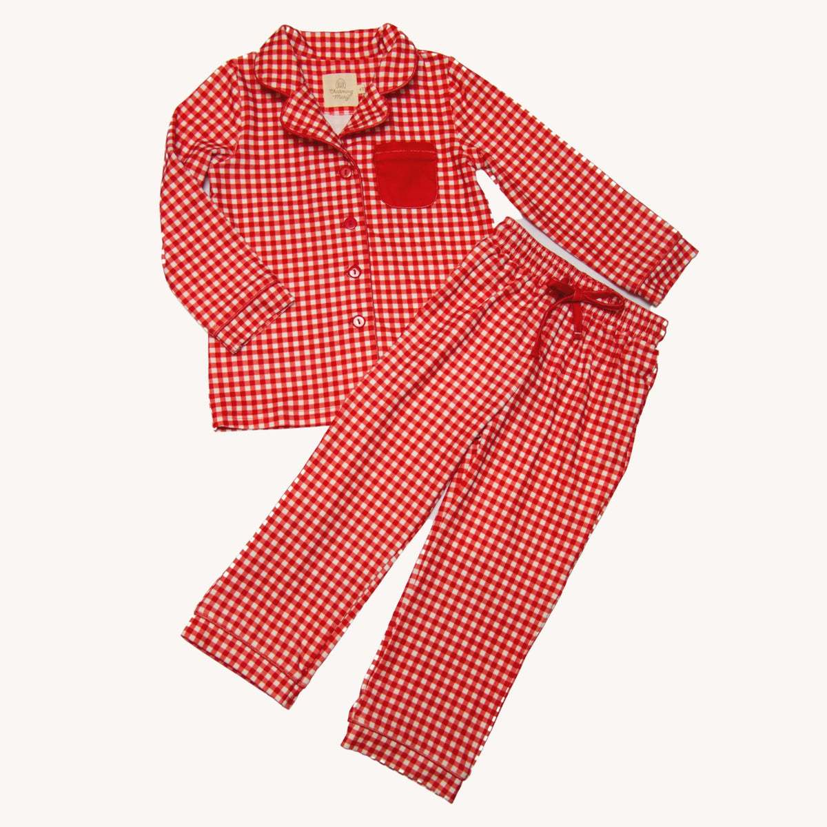 Red Gingham Milk Silk Pajama (18m, 6y, 7y)
