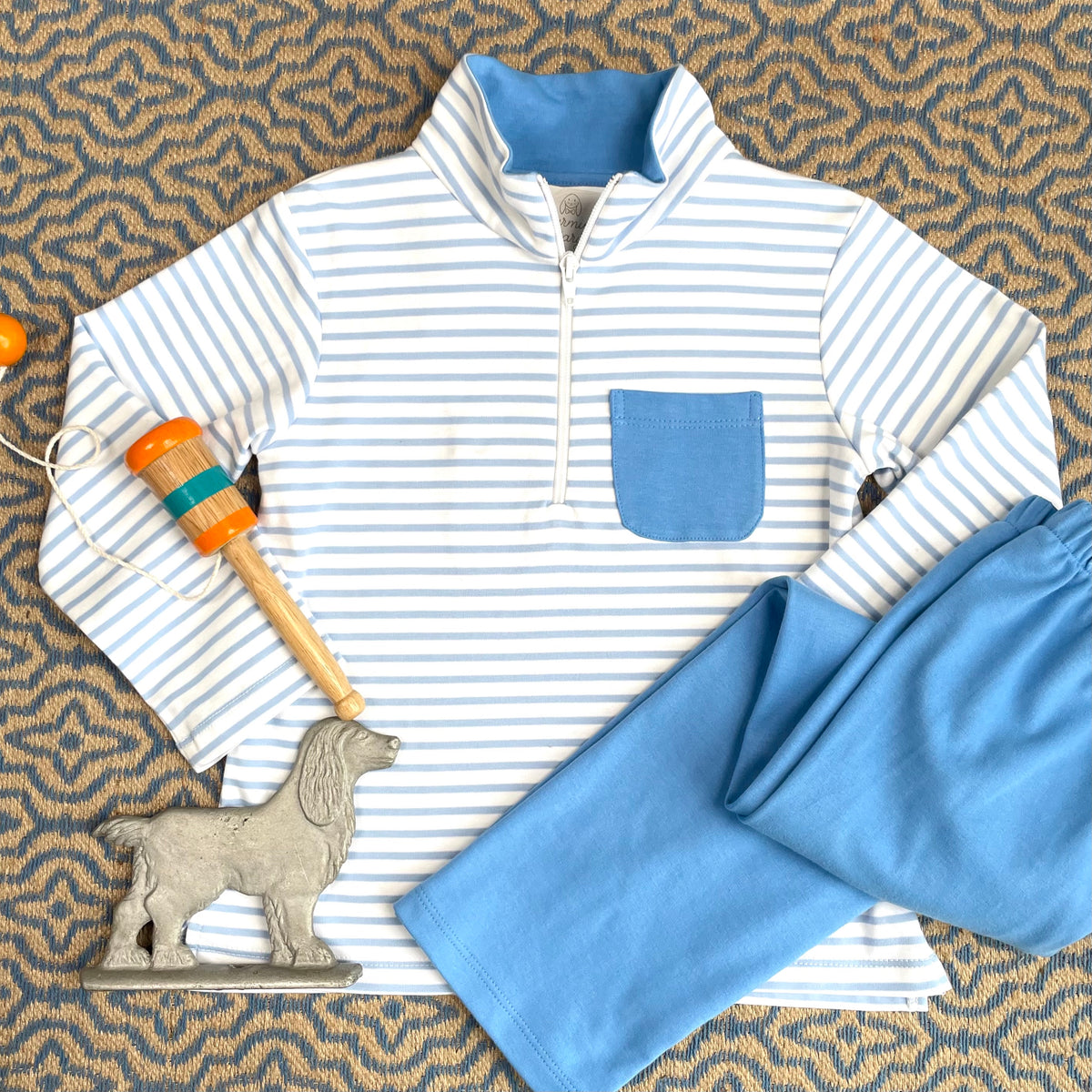 Boys Cornflower Blue Knit Pull-On Pant